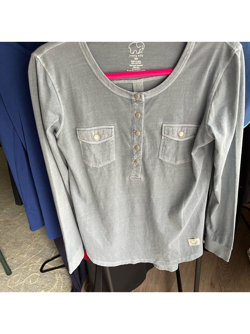 Ivory Ella Blue Henley Shirt